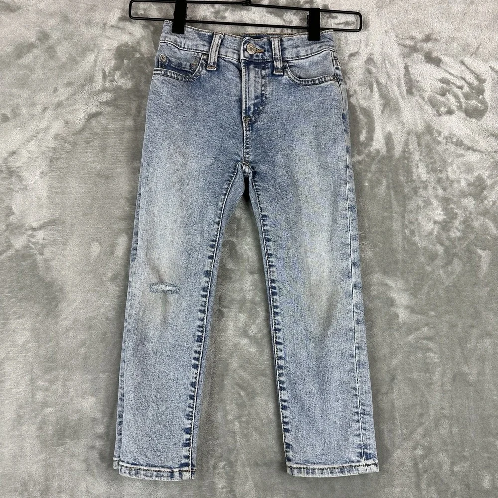 Gap Jeans Pants Boys 5 Light Blue Acid Wash Modified Adaptive Side Zip Pants
